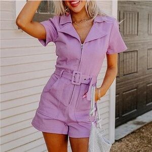 Day + Moon Purple Romper with Waist Belt